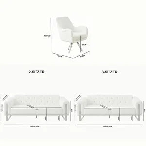 Sofa Set Liva 3+2+1 in Velvet-Stoff, 3-Sitzer mit Schlaffunktion I Beige-Bronze