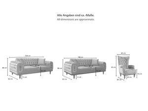 Couchgarnitur Couch - Set DRAGON, 3+2+1 / Beige Spar-Set, 3-Sitzer mit Bettfunktion