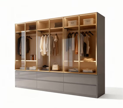 Kleiderschrank Luxemburg 6-Türig Glastüren