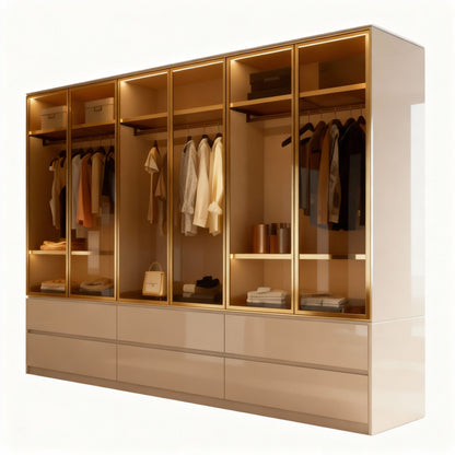 Kleiderschrank Luxemburg 6-Türig Glastüren