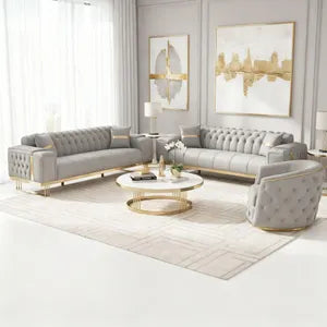 Sofa -Set Imperial Premium, 6 Farben verfügbar 3-Sitzer + 2-Sitzer + Sessel (3-Sitzer mit Schlaf-funktion) Farbe: Grau