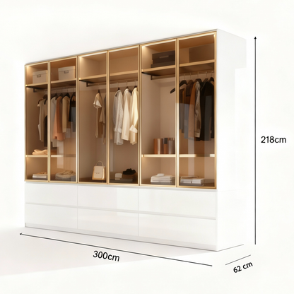 Kleiderschrank Luxemburg 6-Türig Glastüren