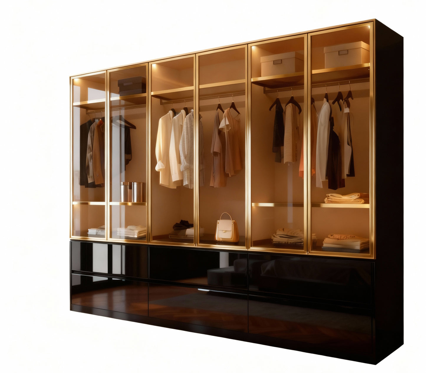 Kleiderschrank Luxemburg 6-Türig Glastüren