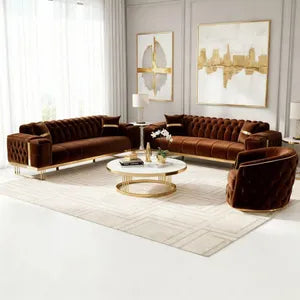Sofa -Set Imperial Premium, 6 Farben verfügbar 3-Sitzer + 3-Sitzer + Sessel (3-Sitzer mit Schlaf-funktion) Farbe: Braun