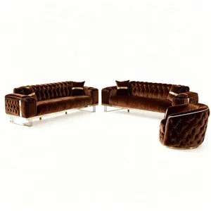Sofa -Set Imperial Premium, 6 Farben verfügbar 3-Sitzer + 3-Sitzer + Sessel (3-Sitzer mit Schlaf-funktion) Farbe: Braun