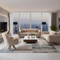 Sofa Set Liva 3+2+1 in Velvet-Stoff, 3-Sitzer mit Schlaffunktion I Beige-Bronze